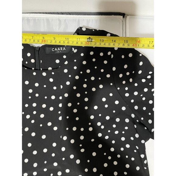 CAARA Millazo Black Polka Dot Asymmetrical Shift Crew Neck Dress Size Large - Picture 12 of 16